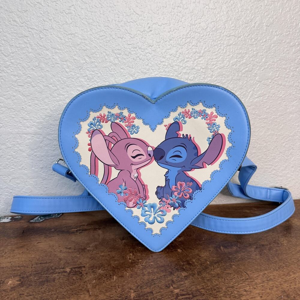 Loungefly Disney Lilo & Stitch Angel Heart Bag Convertible Crossbody Backpack